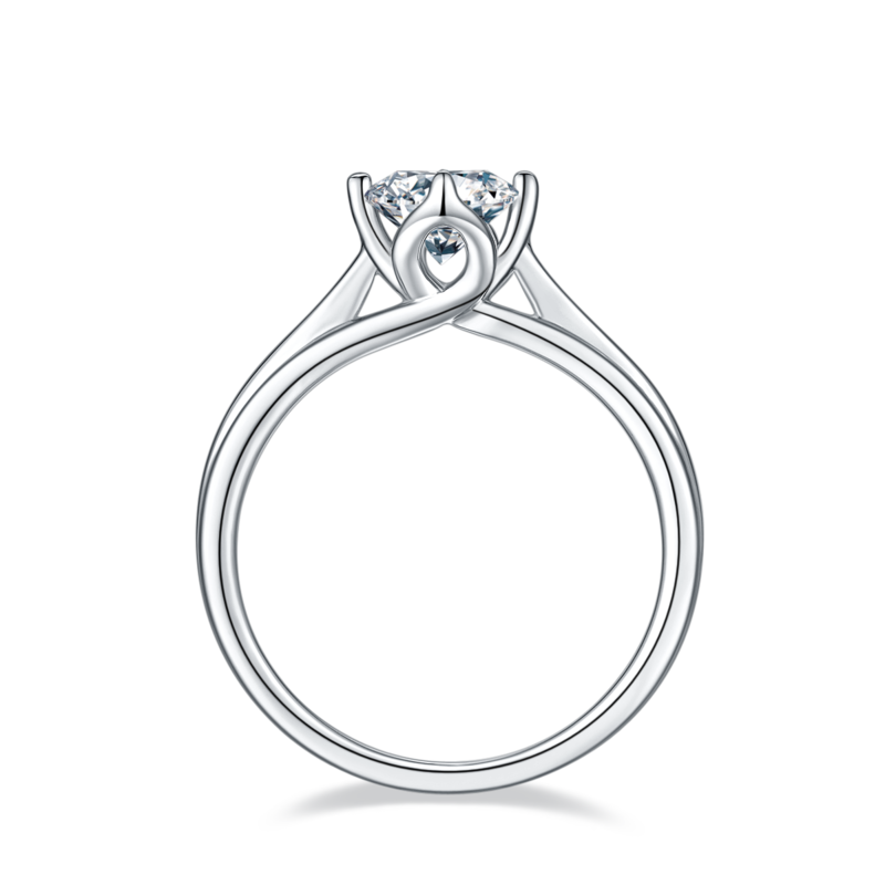 直臂莲花S925银镀白金MoissaniteWomen's Ring1ctD级